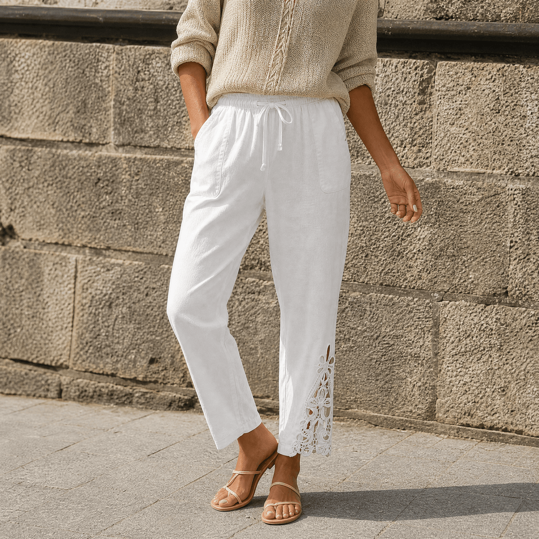LIORA | LACE TRIM DRAWSTRING PANTS FOR WOMEN