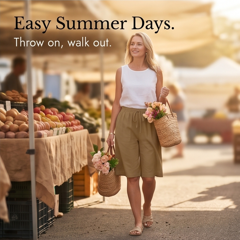 LUMERA | WIDE-LEG DRAWSTRING SMOCKED SHORTS FOR WOMEN