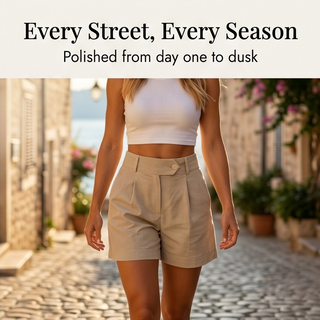 LUNAVIA | HIGH-WAIST PLEATED SHORTS FOR WOMEN