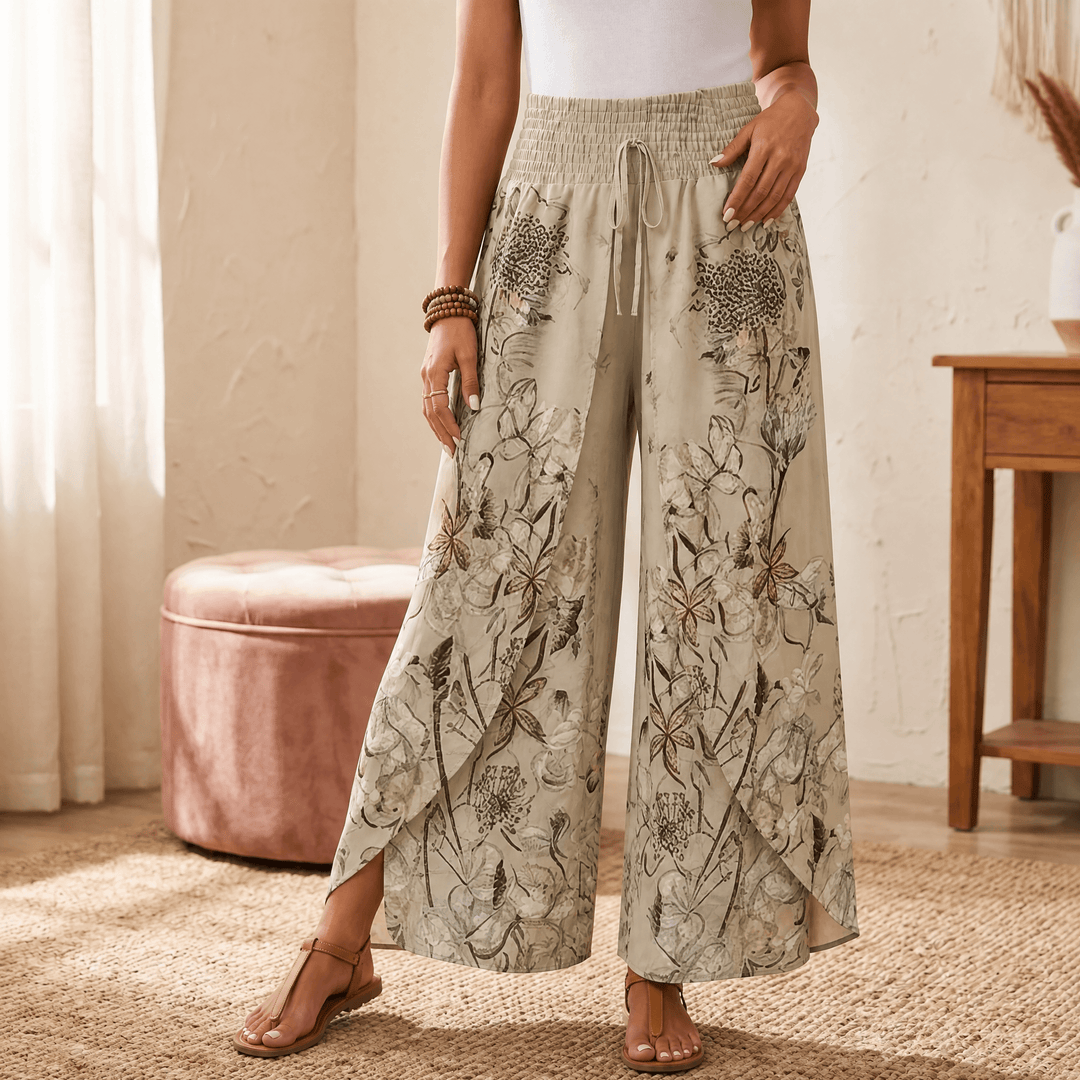 LUNAVIA | BOHO FLORAL WIDE-LEG PANTS FOR WOMEN