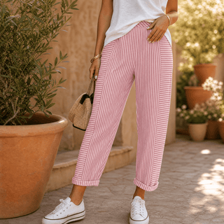 LUNAVIA | STRIPED ELASTIC WAIST PANTS FOR WOMEN