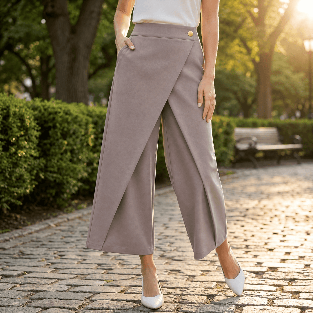 LUNAVIA | WRAP-FRONT WIDE-LEG PANTS FOR WOMEN