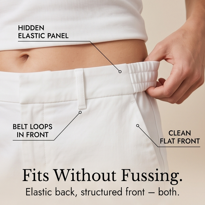 LUNESSA | BUTTON-HEM CROPPED COTTON PANTS FOR WOMEN