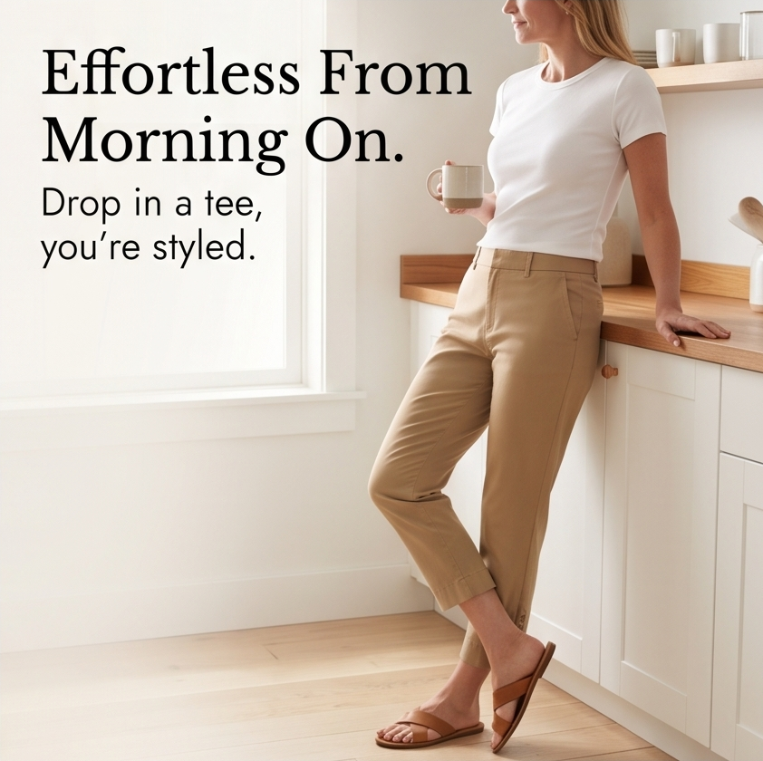 LUNESSA | BUTTON-HEM CROPPED COTTON PANTS FOR WOMEN