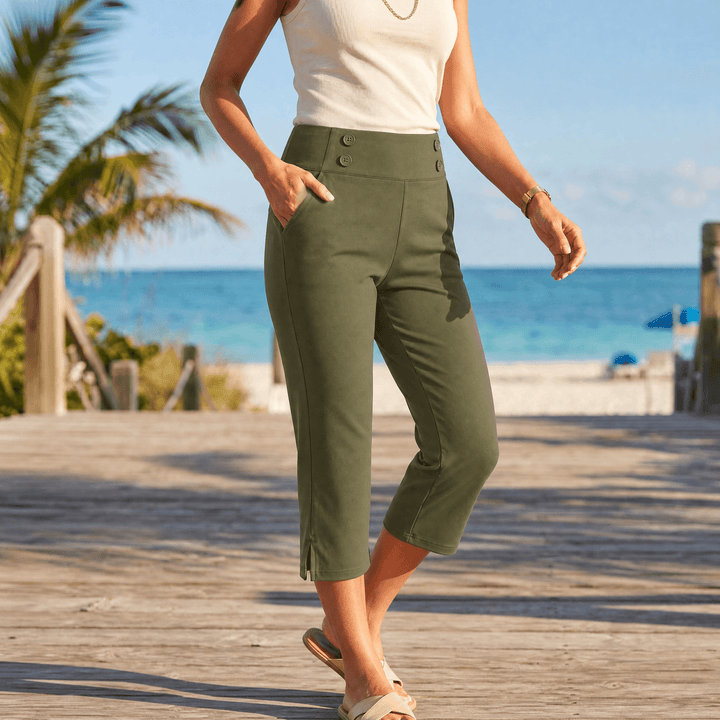 MARIVELLA | HIGH-WAIST STRETCH CAPRI PANTS FOR WOMEN