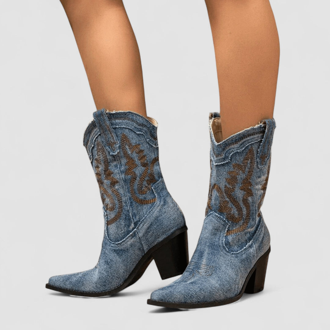 SELENA | DENIM ANKLE BOOTS FOR WOMEN
