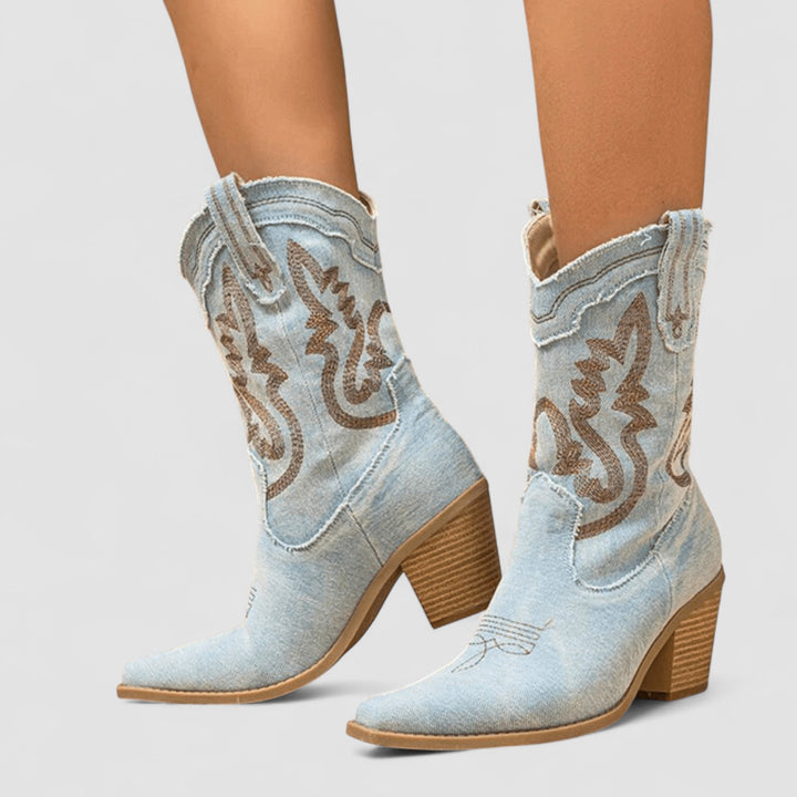 SELENA | DENIM ANKLE BOOTS FOR WOMEN