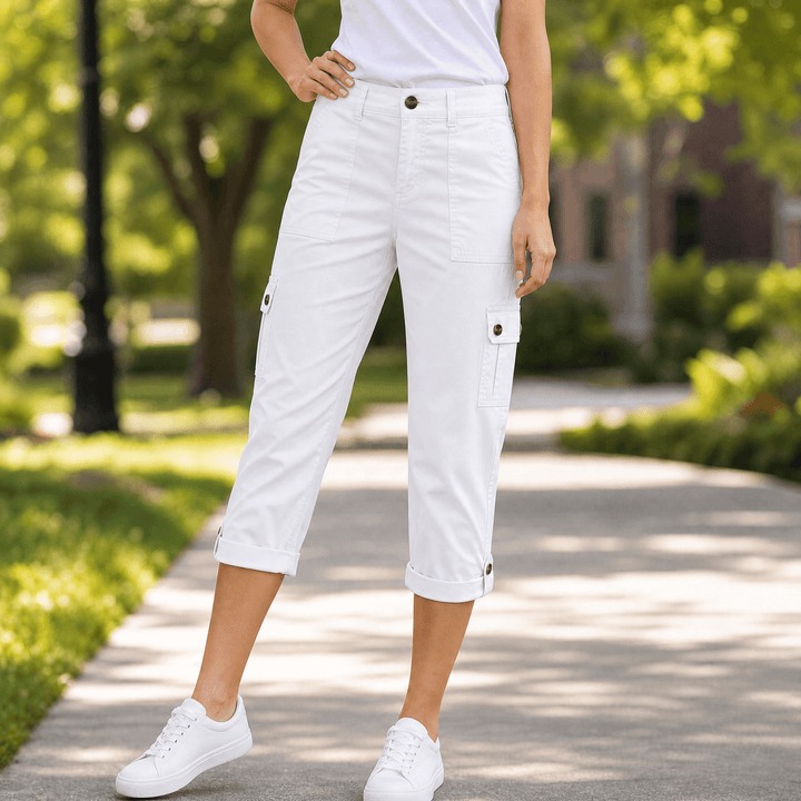 MOVANA | STRETCH CAPRI POCKETS TROUSERS FOR WOMEN