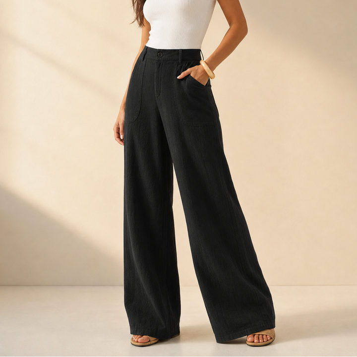 SOLENNE | HIGH-WAIST WIDE-LEG PALAZZO PANTS FOR WOMEN