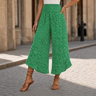 VELURA | SMOCKED HIGH-WAIST WIDE-LEG PANTS FOR WOMEN