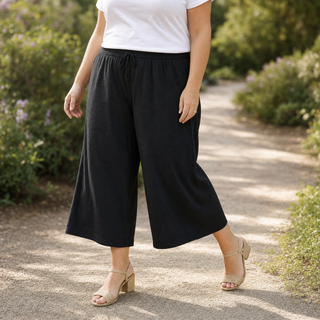 CALMARA | CROPPED WIDE-LEG DRAWSTRING PANTS FOR WOMEN