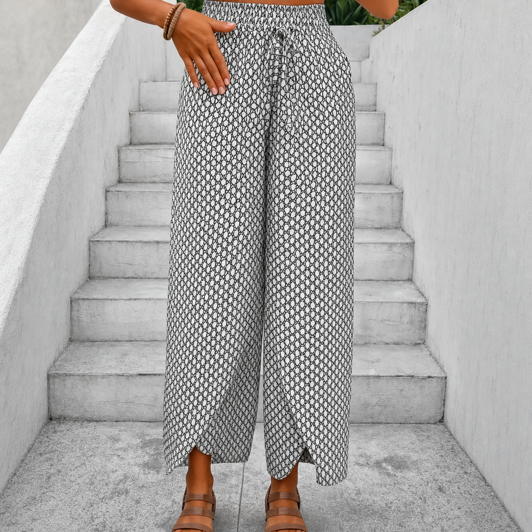SOLAVIE | SMOCKED WIDE LEG PANTS FOR WOMEN