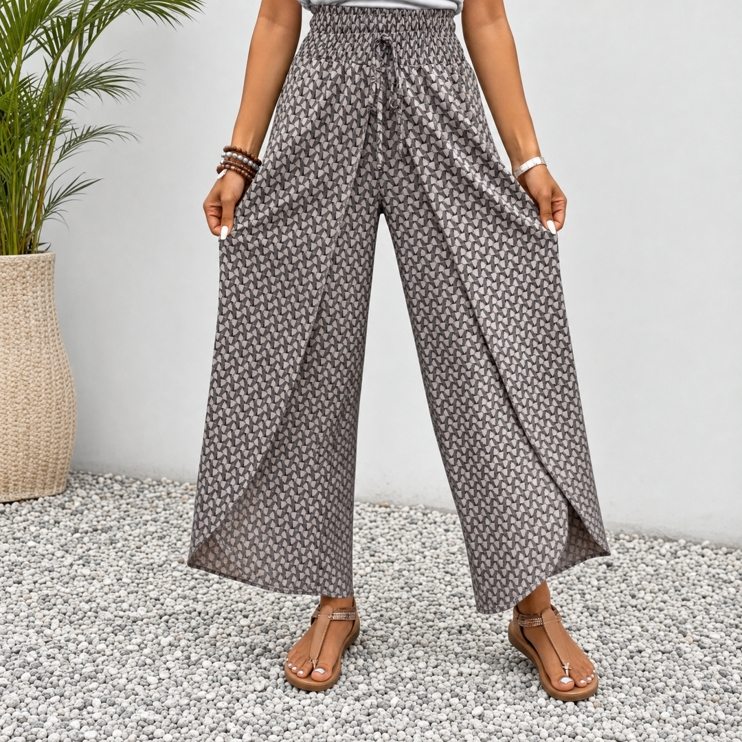 SOLAVIE | SMOCKED WIDE LEG PANTS FOR WOMEN