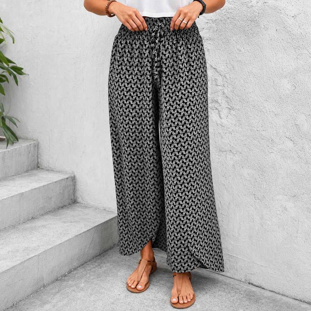 SOLAVIE | SMOCKED WIDE LEG PANTS FOR WOMEN