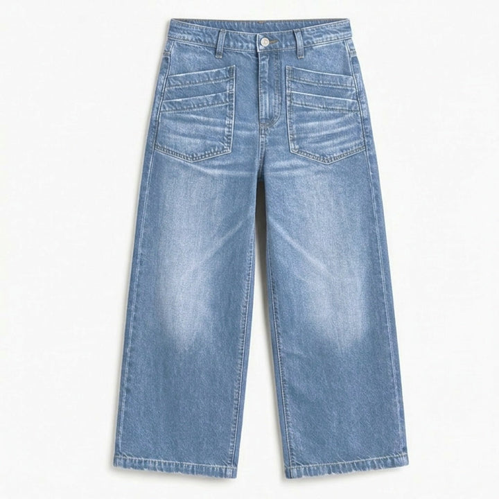 VELLORA | PATCH-POCKET WIDE-LEG JEANS FOR WOMEN