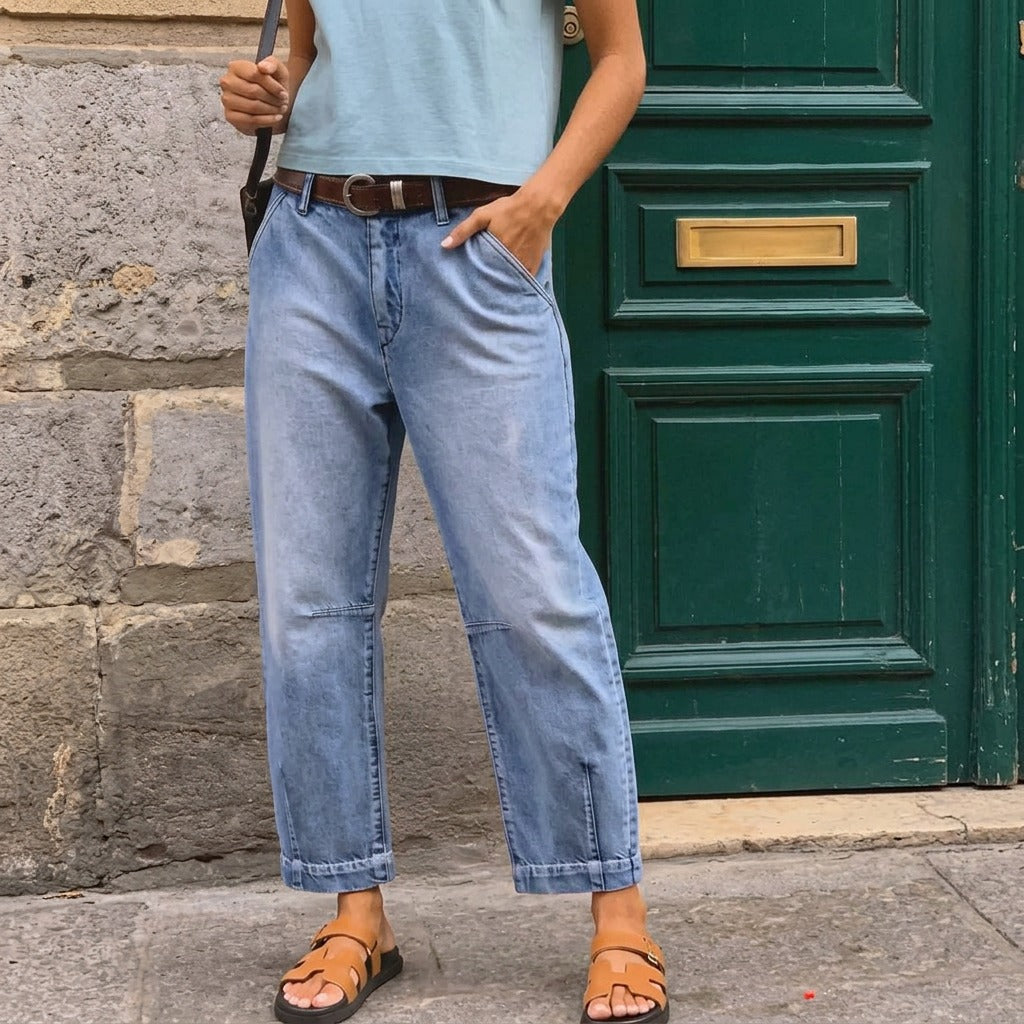 FLEUR | HIGH-WAISTED CROPPED BARREL JEANS FOR WOMEN