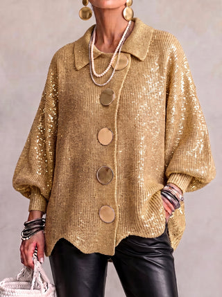 KARINA | OVERSIZED COLLARED BUTTON CARDIGAN FOR WOMEN