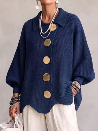 KARINA | OVERSIZED COLLARED BUTTON CARDIGAN FOR WOMEN
