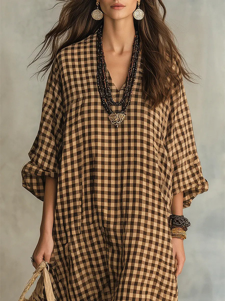MILA | CHECK MAXI DRESS FOR WOMEN