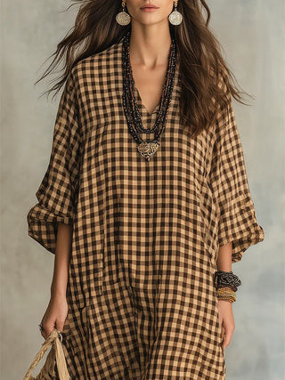 MILA | CHECK MAXI DRESS FOR WOMEN