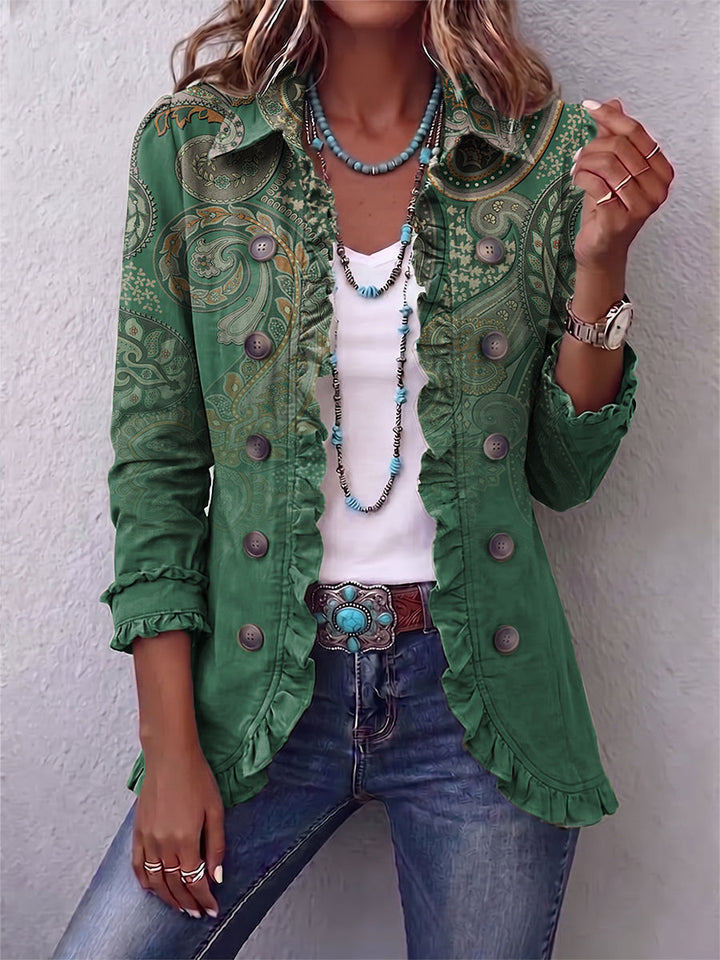 COSETTE | BOHO PAISLEY GREEN JACKET FOR WOMEN