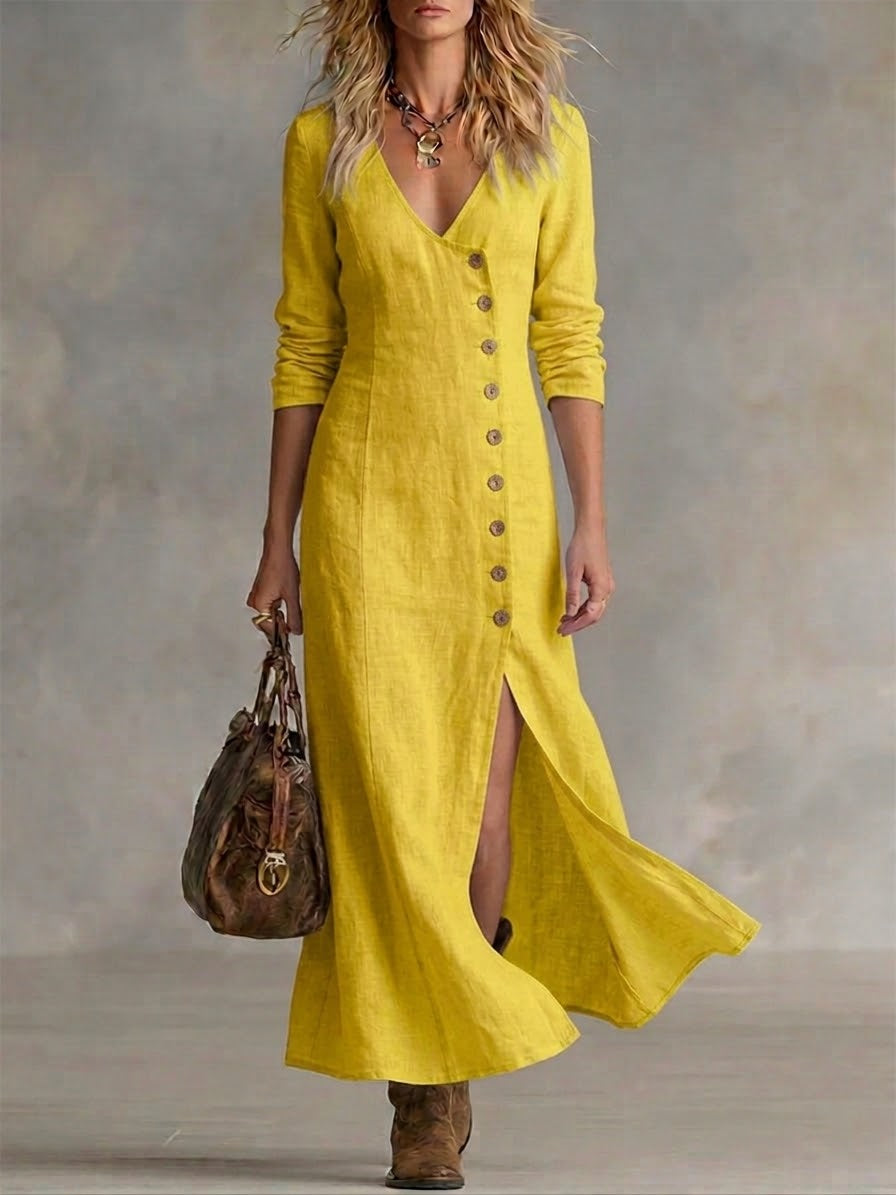ELARA | BUTTON MAXI DRESS FOR WOMEN