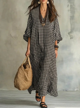 MILA | CHECK MAXI DRESS FOR WOMEN