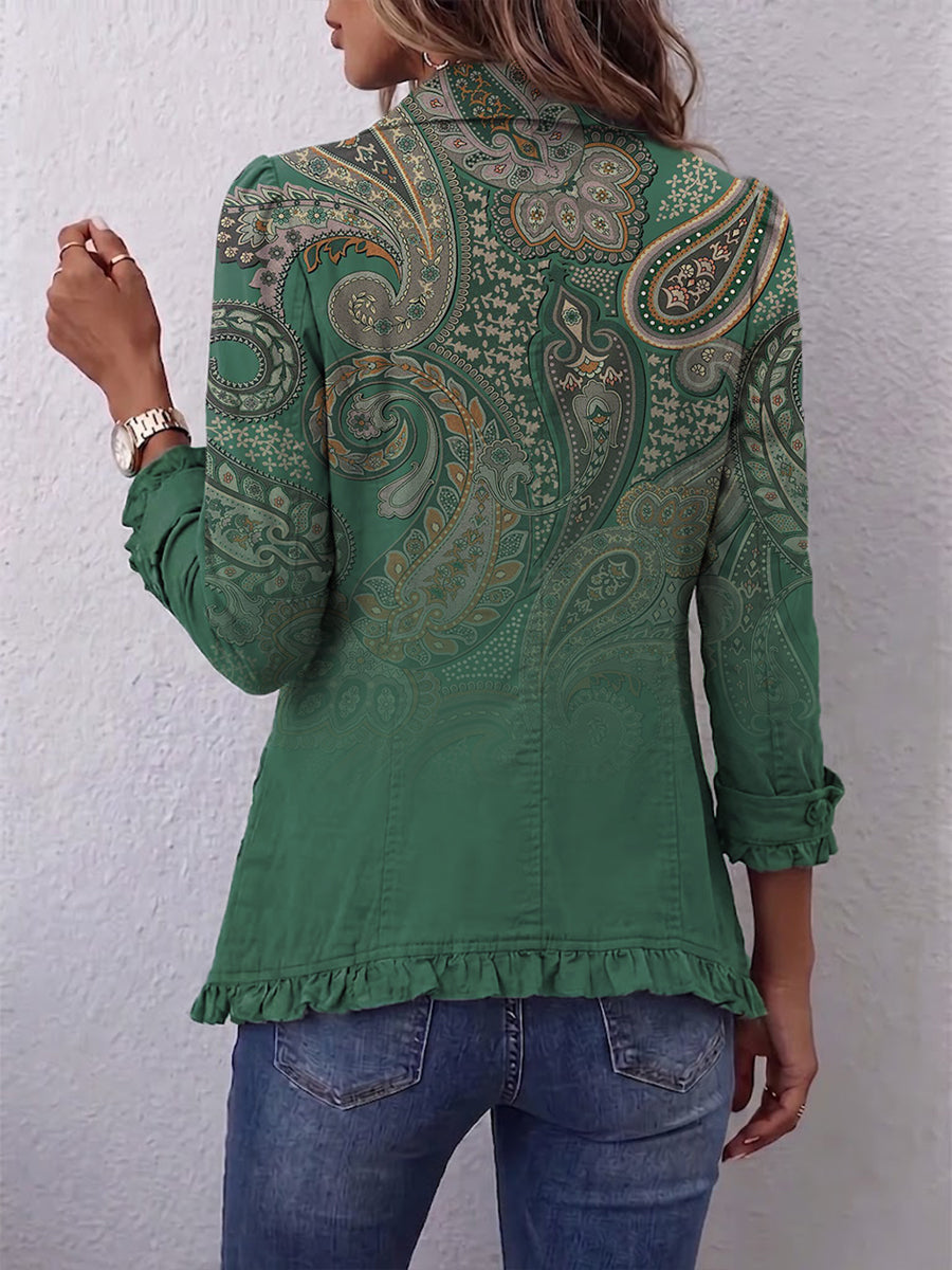 COSETTE | BOHO PAISLEY GREEN JACKET FOR WOMEN