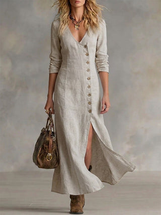 ELARA | BUTTON MAXI DRESS FOR WOMEN