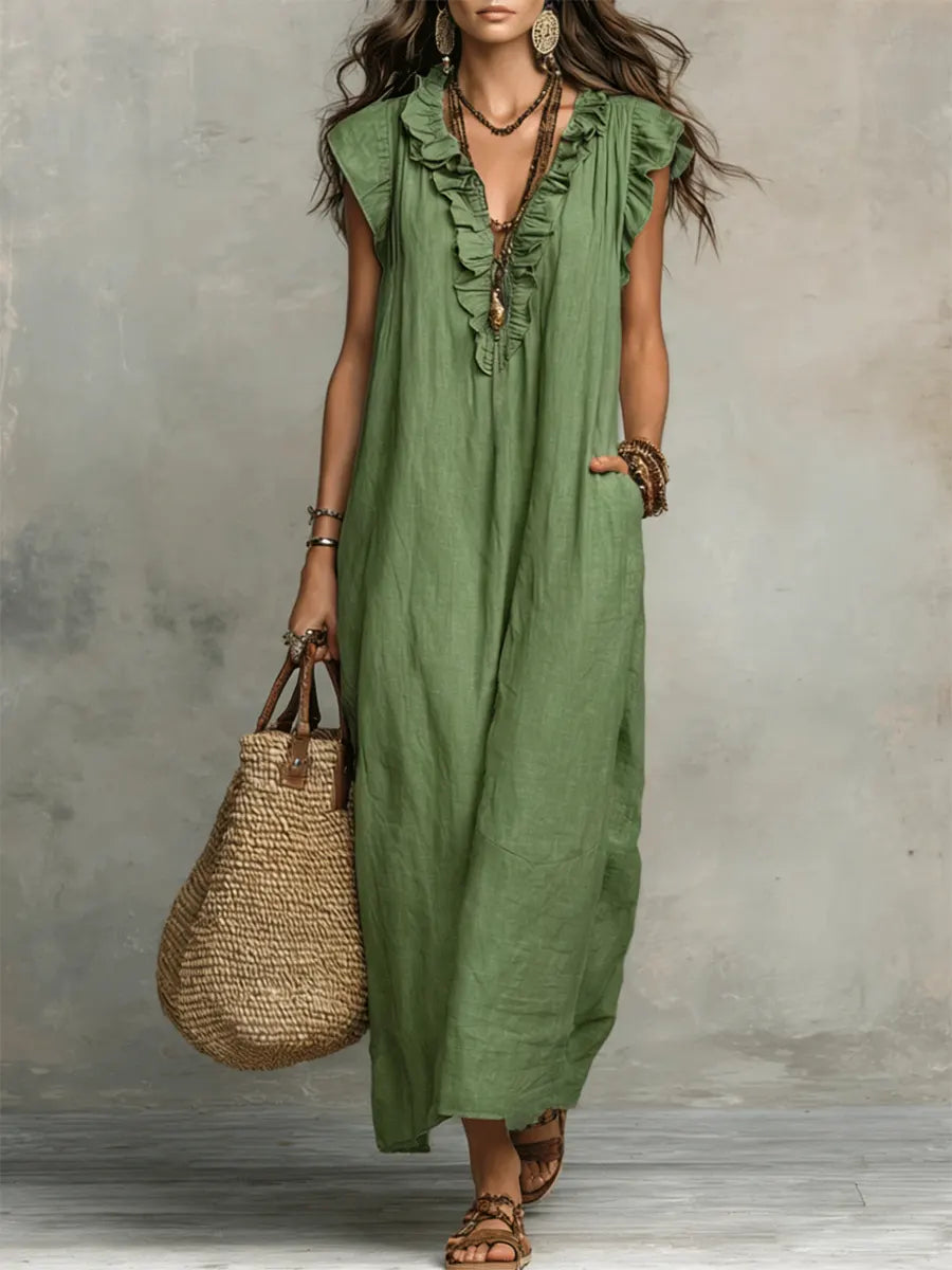 SIENNA | BOHO RUFFLE MAXI DRESS FOR WOMEN