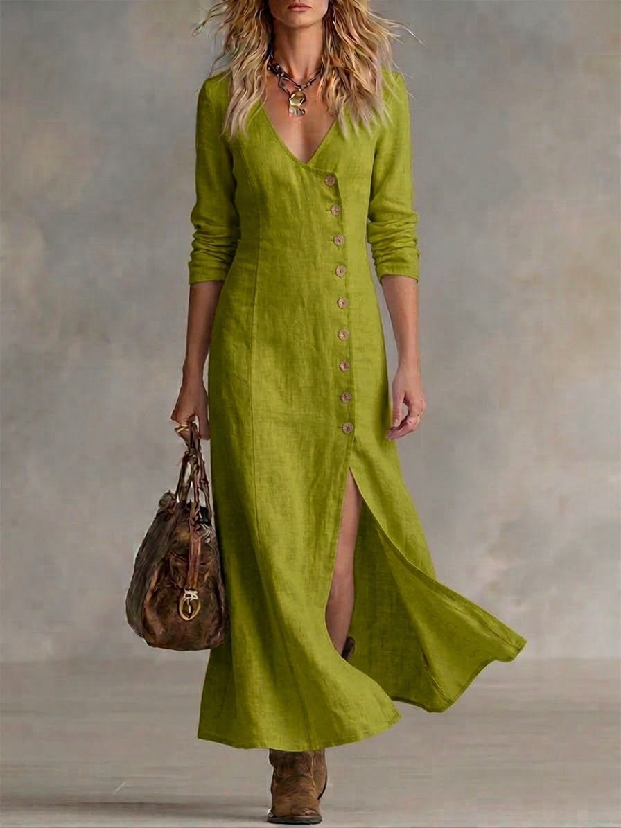 ELARA | BUTTON MAXI DRESS FOR WOMEN