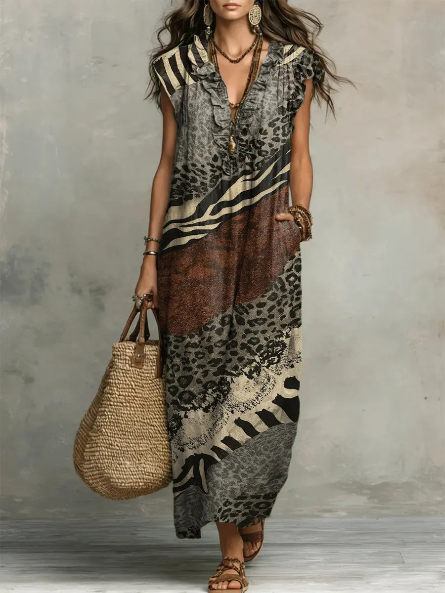 ZOLA | MIXED PRINT MAXI DRESS FOR WOMEN
