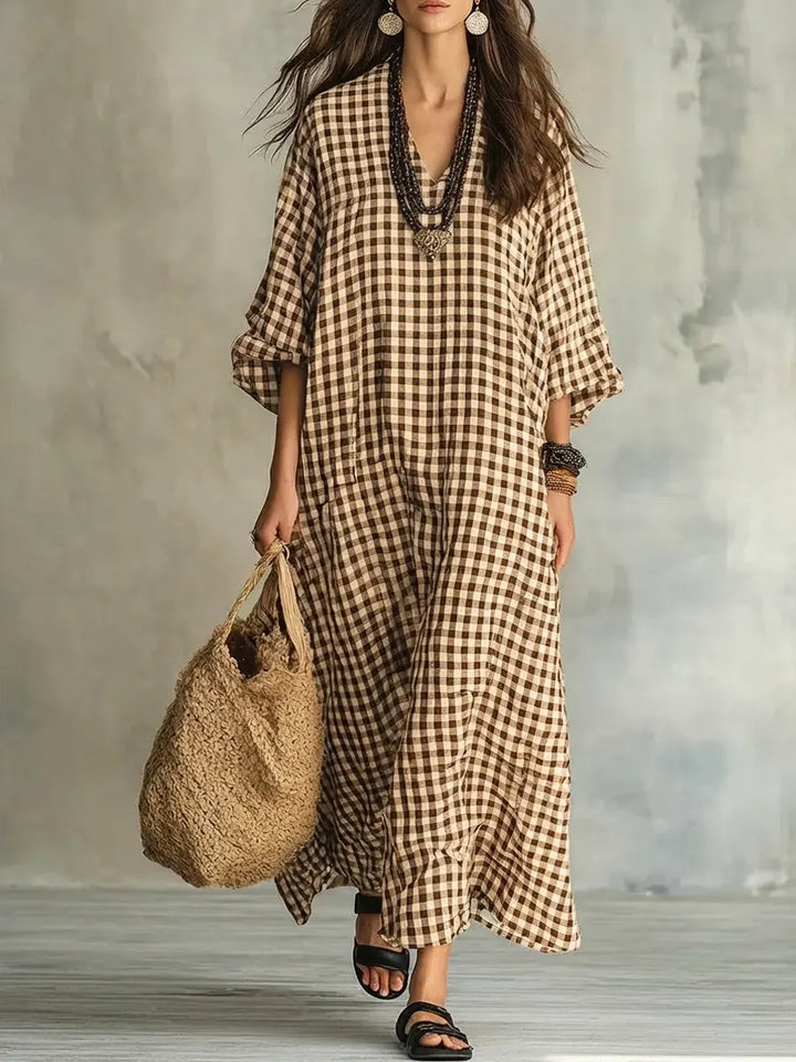 MILA | CHECK MAXI DRESS FOR WOMEN