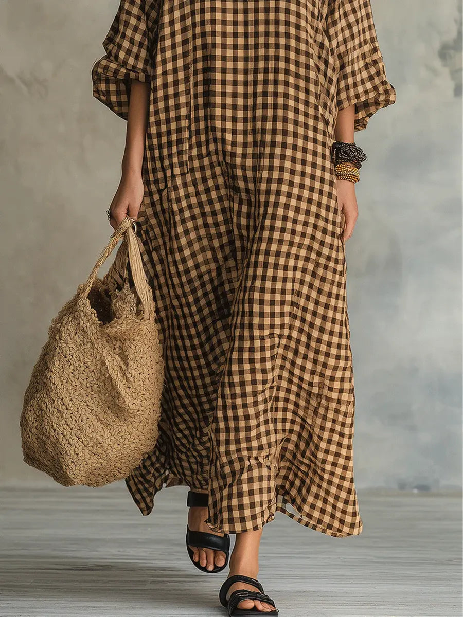 MILA | CHECK MAXI DRESS FOR WOMEN