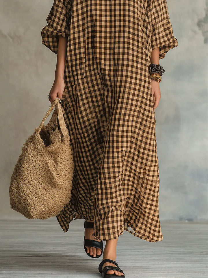 MILA | CHECK MAXI DRESS FOR WOMEN