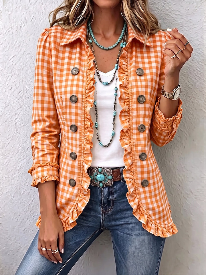 JULIE | VICHY CHECK RUFFLES JACKET FOR WOMEN