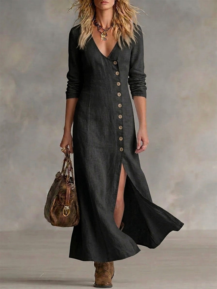 ELARA | BUTTON MAXI DRESS FOR WOMEN
