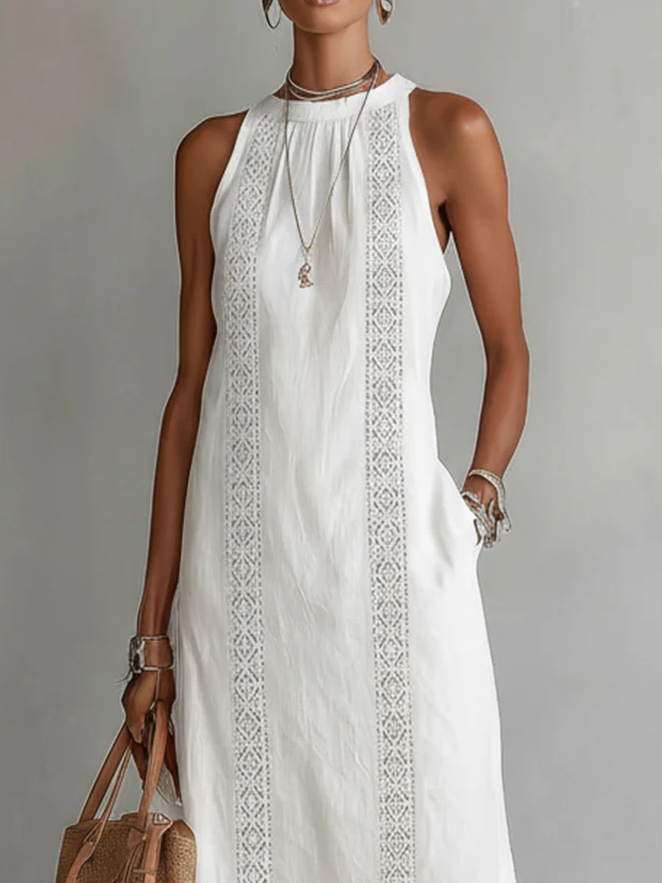 CELINE | SLEEVELESS LACE MIDI DRESS FOR WOMEN