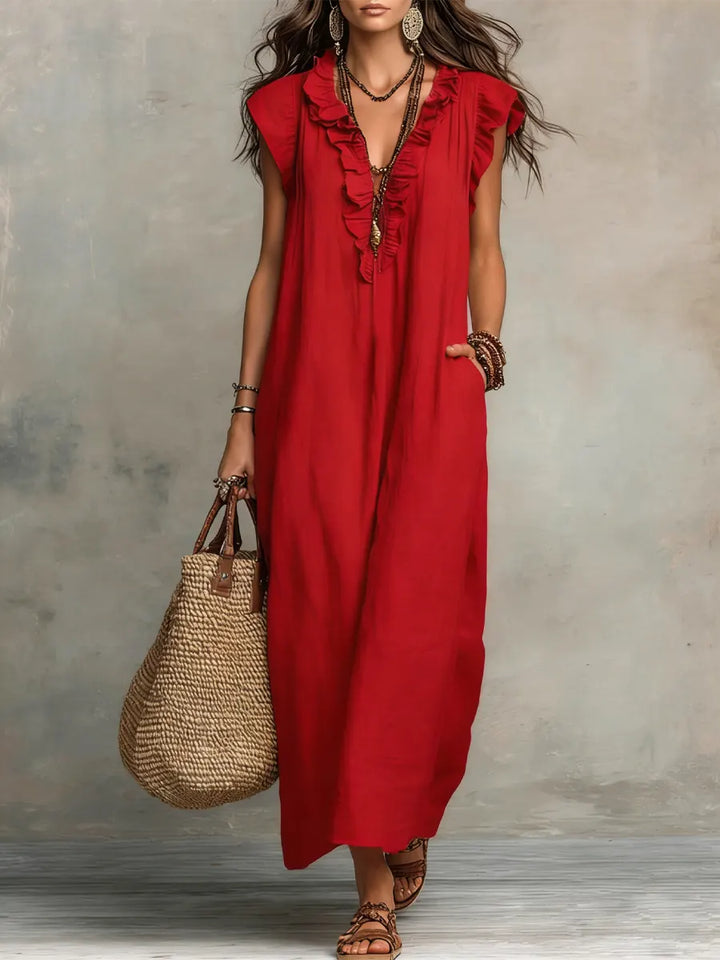 SIENNA | BOHO RUFFLE MAXI DRESS FOR WOMEN