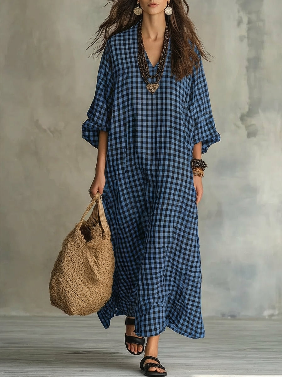 MILA | CHECK MAXI DRESS FOR WOMEN