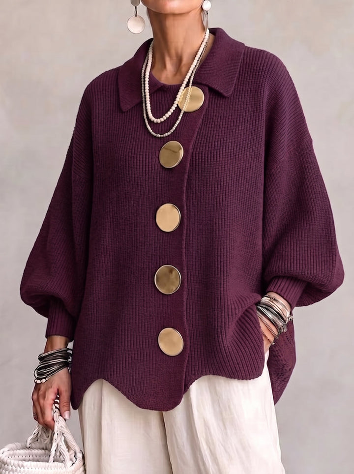 KARINA | OVERSIZED COLLARED BUTTON CARDIGAN FOR WOMEN