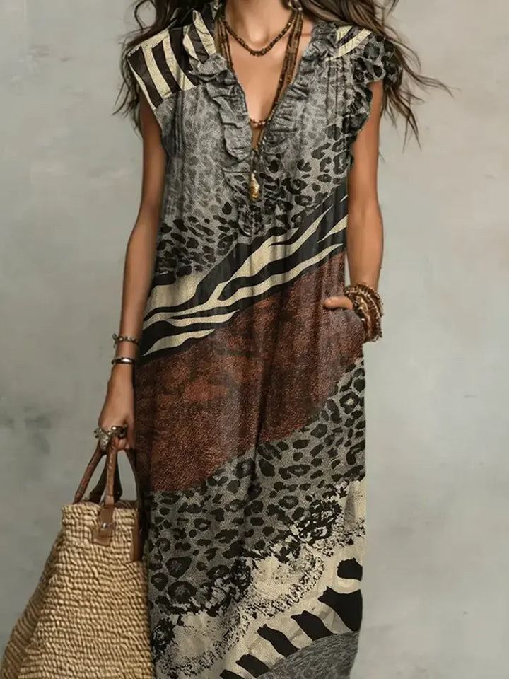 ZOLA | MIXED PRINT MAXI DRESS FOR WOMEN