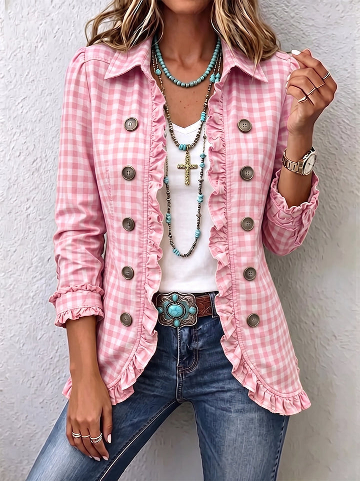 JULIE | VICHY CHECK RUFFLES JACKET FOR WOMEN