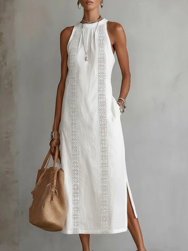 CELINE | SLEEVELESS LACE MIDI DRESS FOR WOMEN
