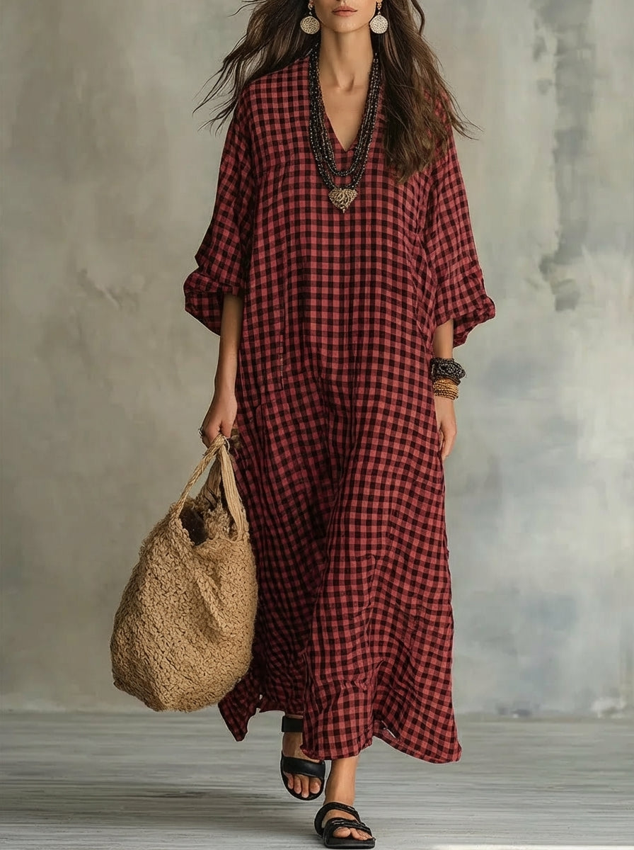 MILA | CHECK MAXI DRESS FOR WOMEN