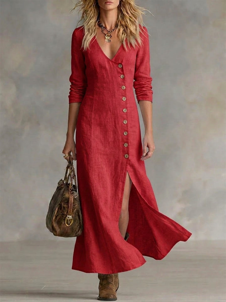 ELARA | BUTTON MAXI DRESS FOR WOMEN