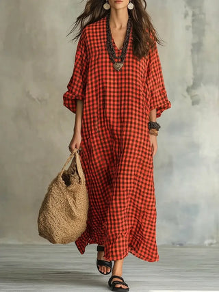 MILA | CHECK MAXI DRESS FOR WOMEN