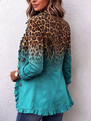 CASSANDRE | OMBRE LEOPARD RUFFLE-TRIM BLAZER FOR WOMEN