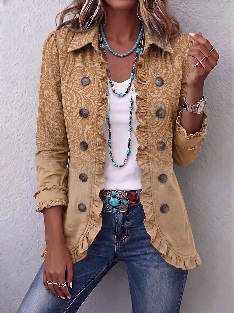 CLAIRE | WESTERN PRINT KHAKI JACKET FOR WOMEN