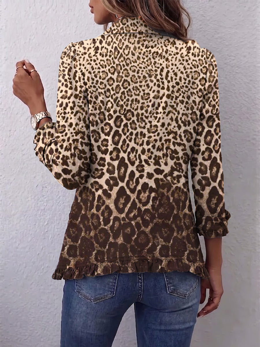 OMBELINE | MULTICOLOR LEOPARD RUFFLES JACKET FOR WOMEN